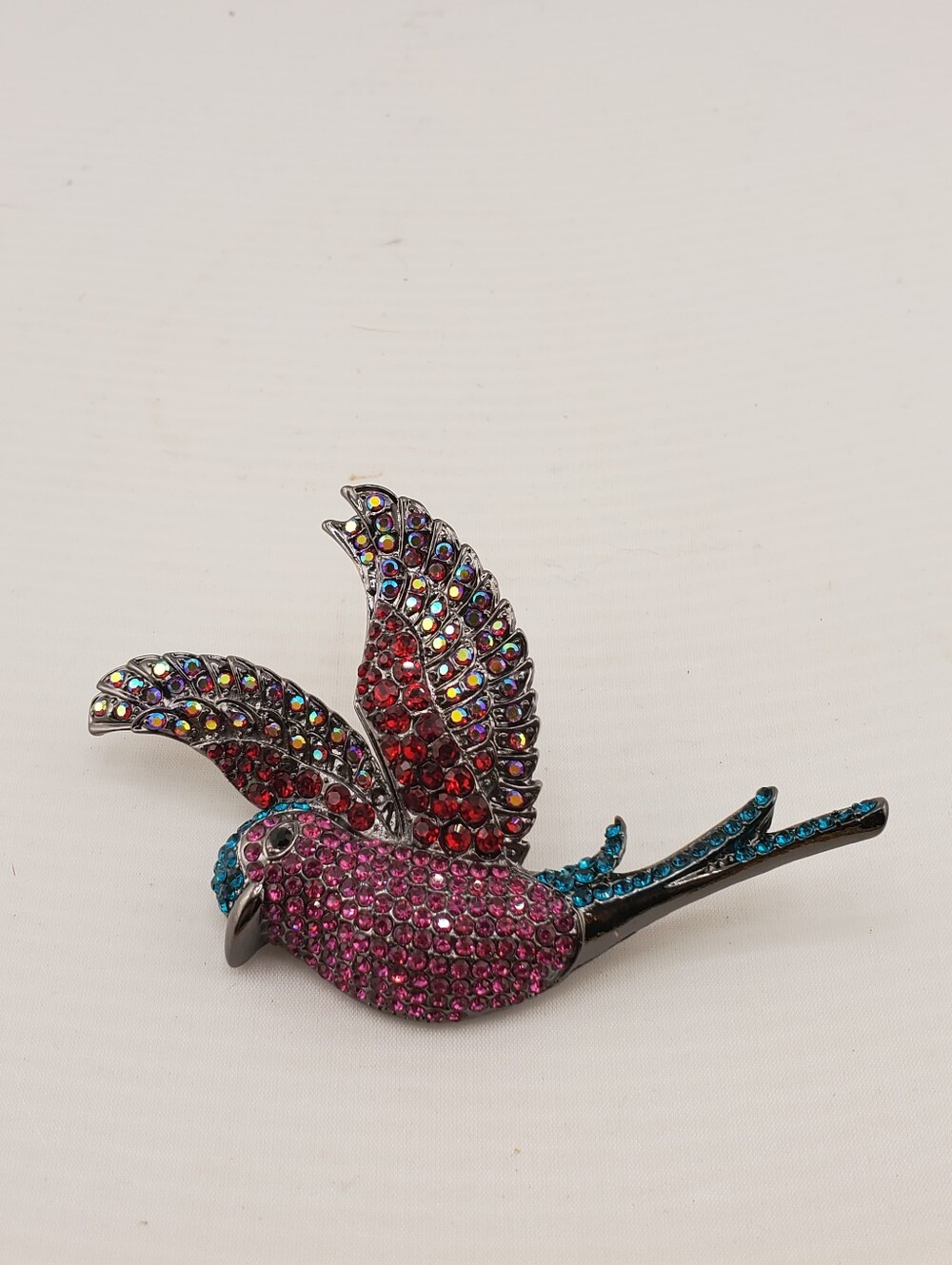 Colorful Rhinestone Bird Brooch